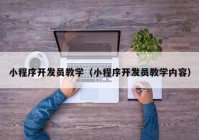 小程序开发员教学（小程序开发员教学内容）